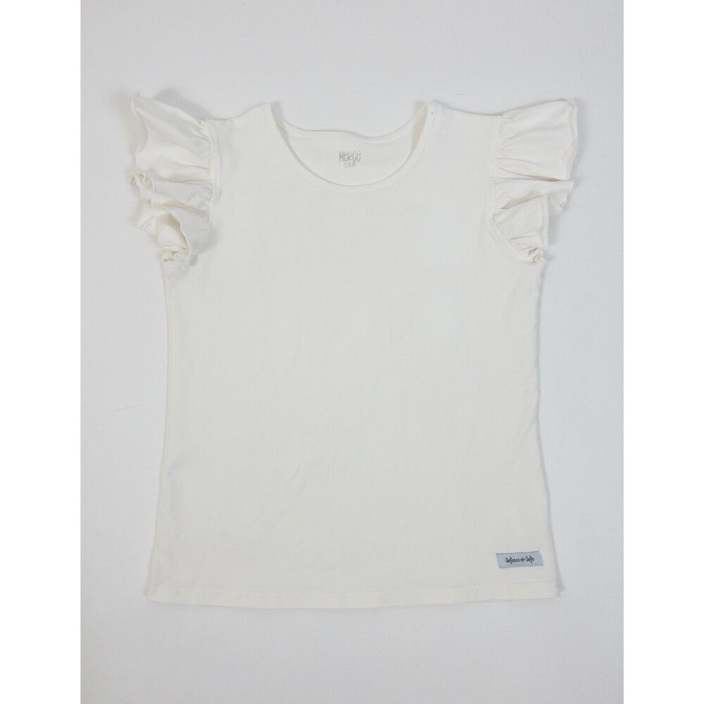 Merce and Me Girls Size 10 White Flutter Sleeve Tee!